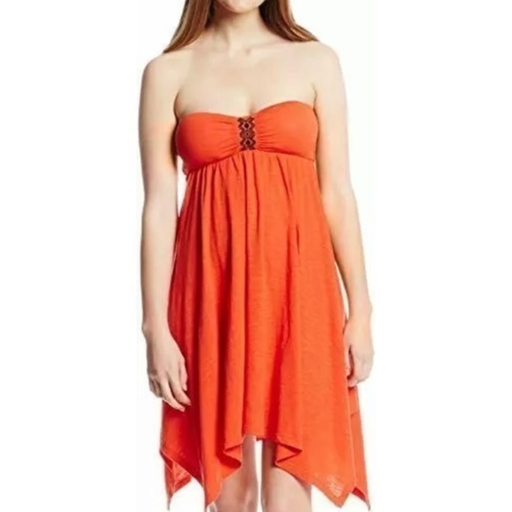 Roxy Strapless Dress Orange Juniors XS